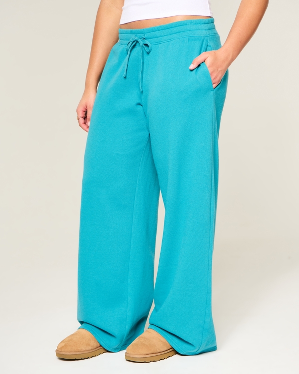 Hollister Feel Good Low-Rise Baggy Sweatpants, Turquoise view 2