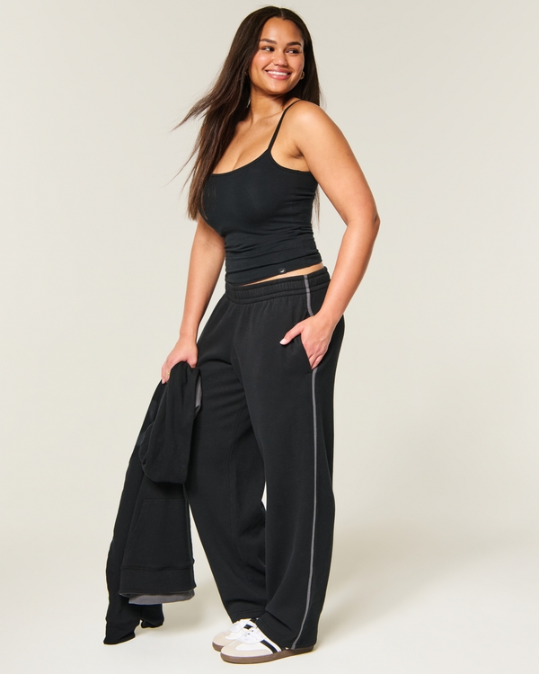 Hollister Feel Good Low-Rise Tapered Baggy Sweatpants, Black view 1