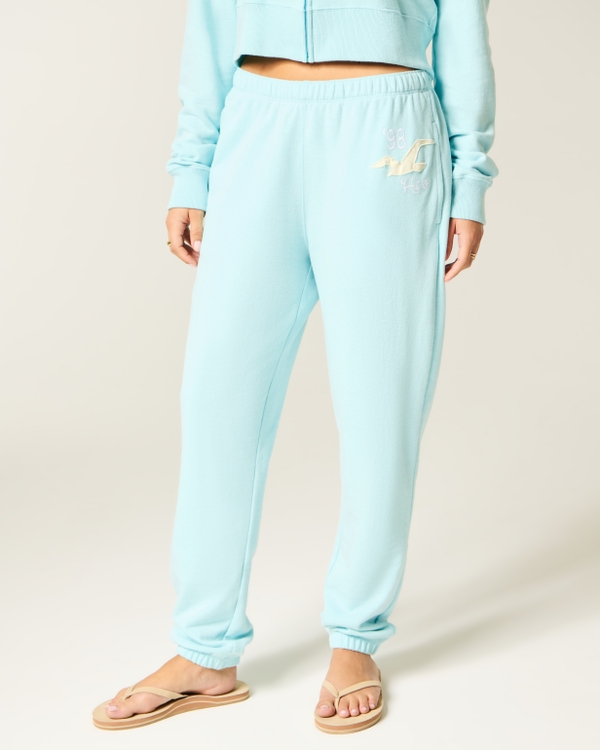 Logo Graphic Terry Joggers, Turquoise view 2