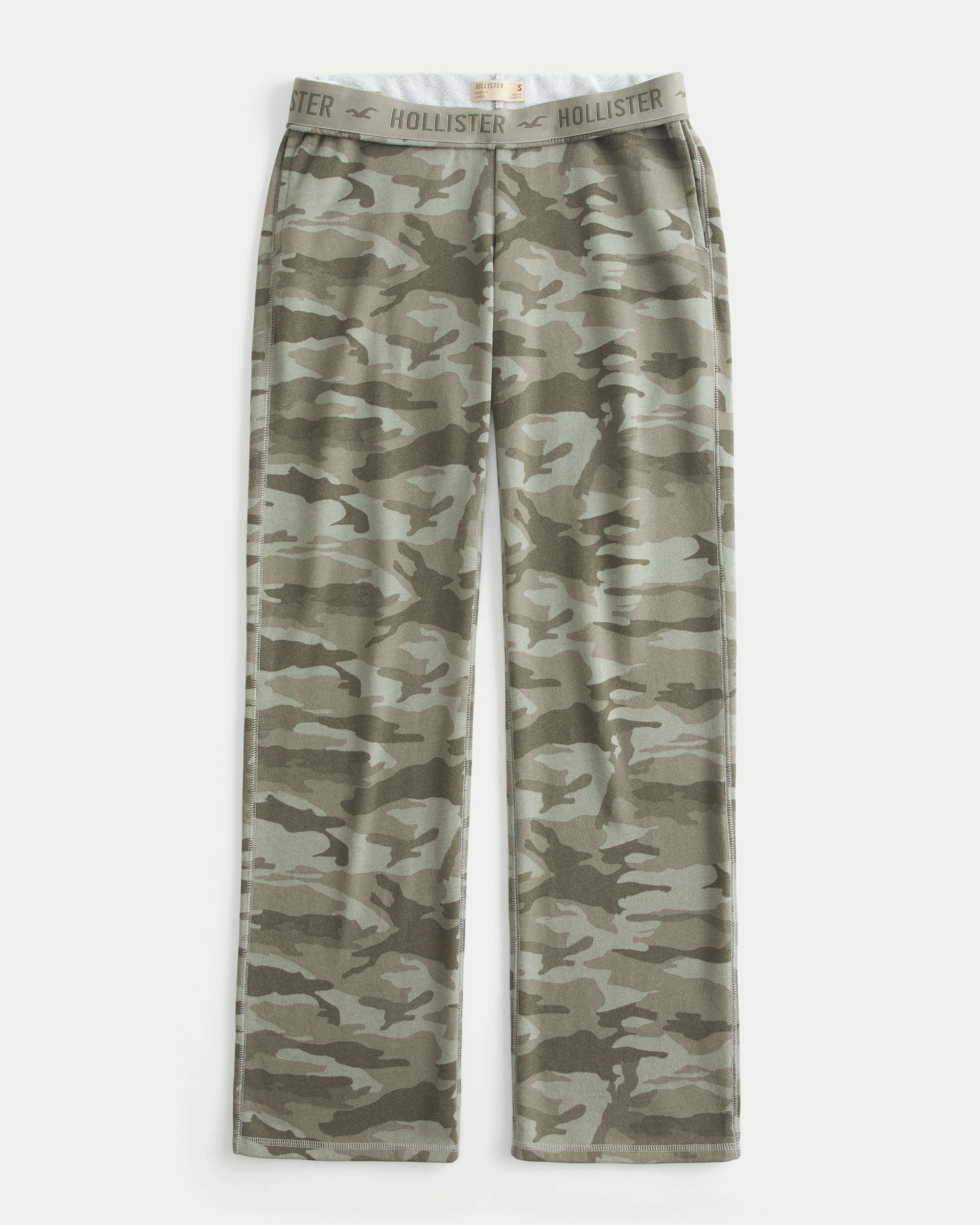 Foldover Waist Camo Slouchy Straight Sweatpants
