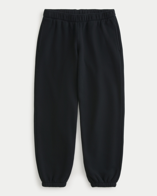 Low-Rise Fleece Joggers, Black view 1