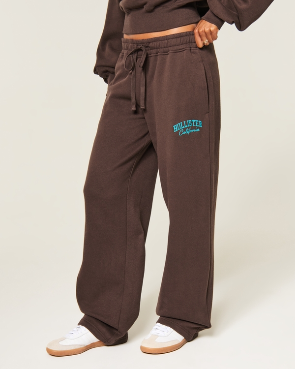 Hollister Feel Good Logo Graphic Baggy Sweatpants, Brown view 2