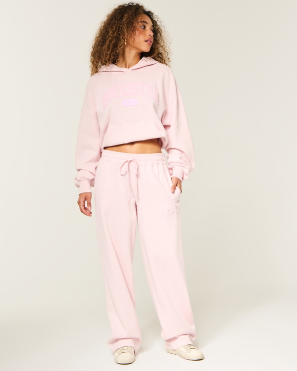 Hollister Feel Good Logo Graphic Baggy Sweatpants, Light Pink view 1