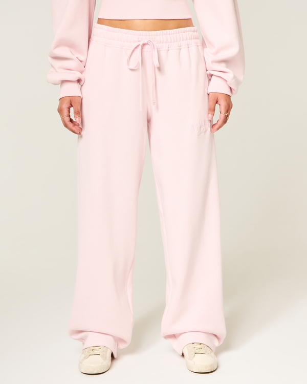 Hollister Feel Good Logo Graphic Baggy Sweatpants, Light Pink view 2
