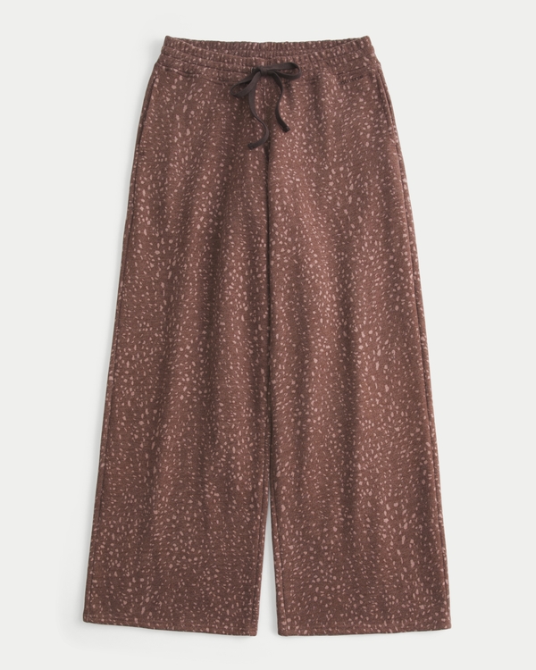 Hollister Feel Good Doe Print Baggy Sweatpants, Light Brown Print view 1