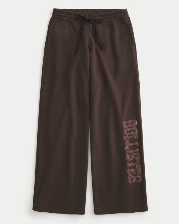 Hollister Feel Good Logo Graphic Baggy Sweatpants, Espresso view 1