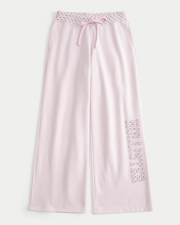 Hollister Feel Good Logo Graphic Baggy Sweatpants, Light Pink view 1