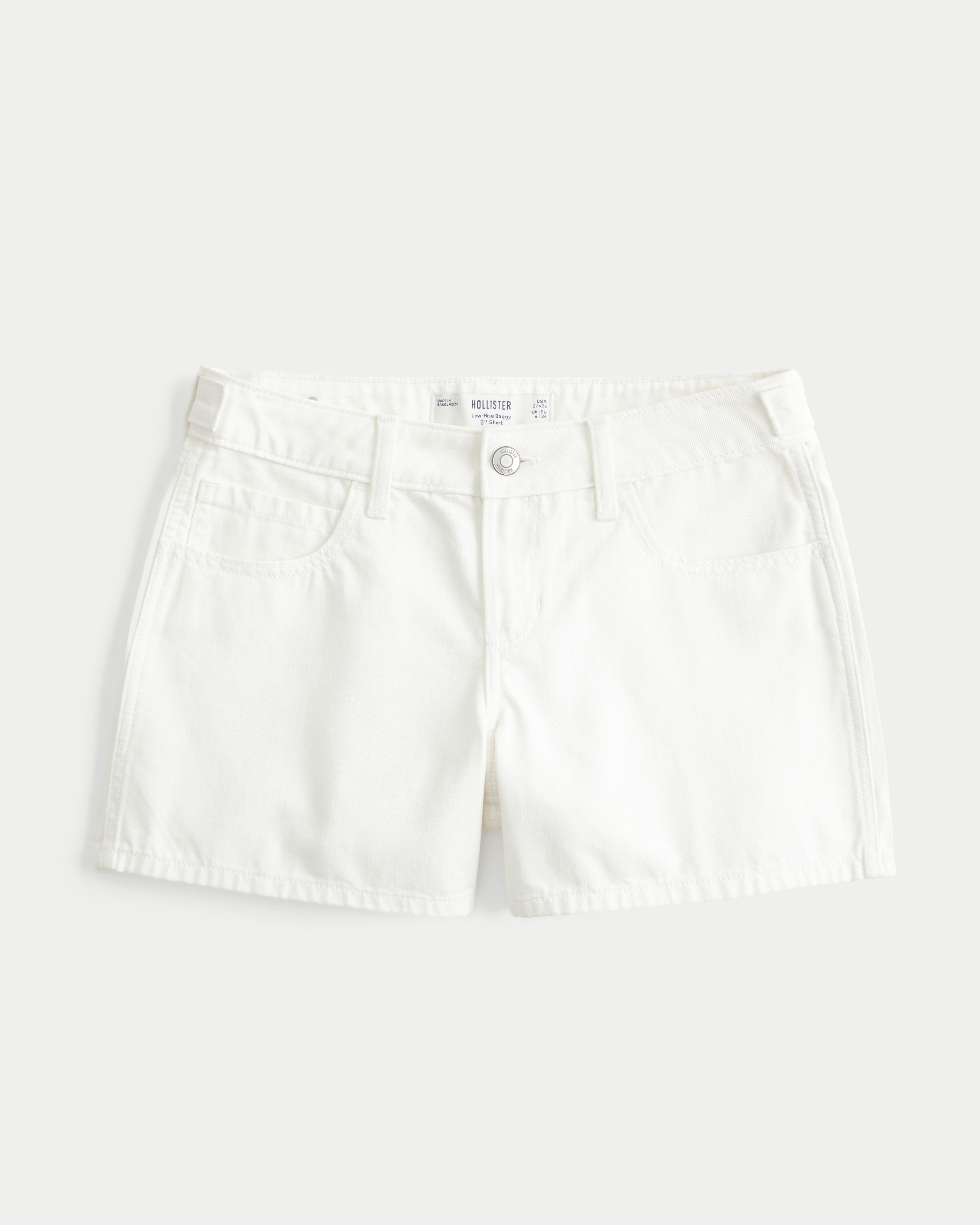 Hollister Andi Adjustable Low-Rise White Baggy Shorts
