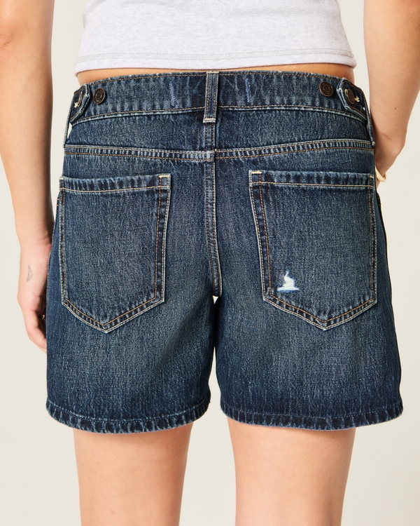 Hollister Andi Adjustable Ultra Low-Rise Baggy Jean Shorts, Dark view 2
