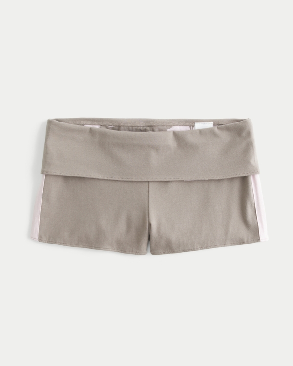 Hollister Callie Reversible Knit Shortie Shorts, Light Brown Pattern view 1