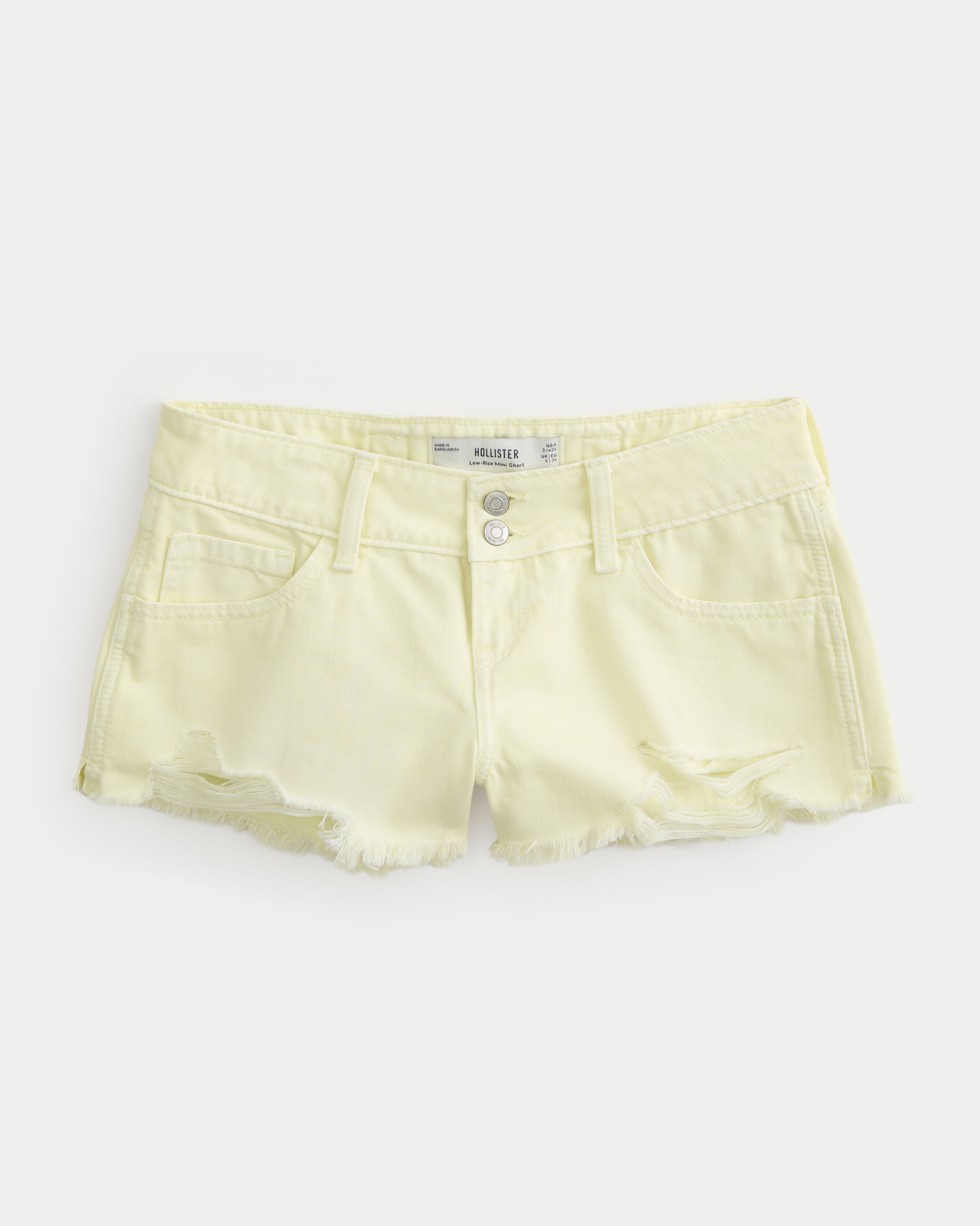 Hollister Andi Adjustable Low-Rise Ripped Mini Jean Shorts