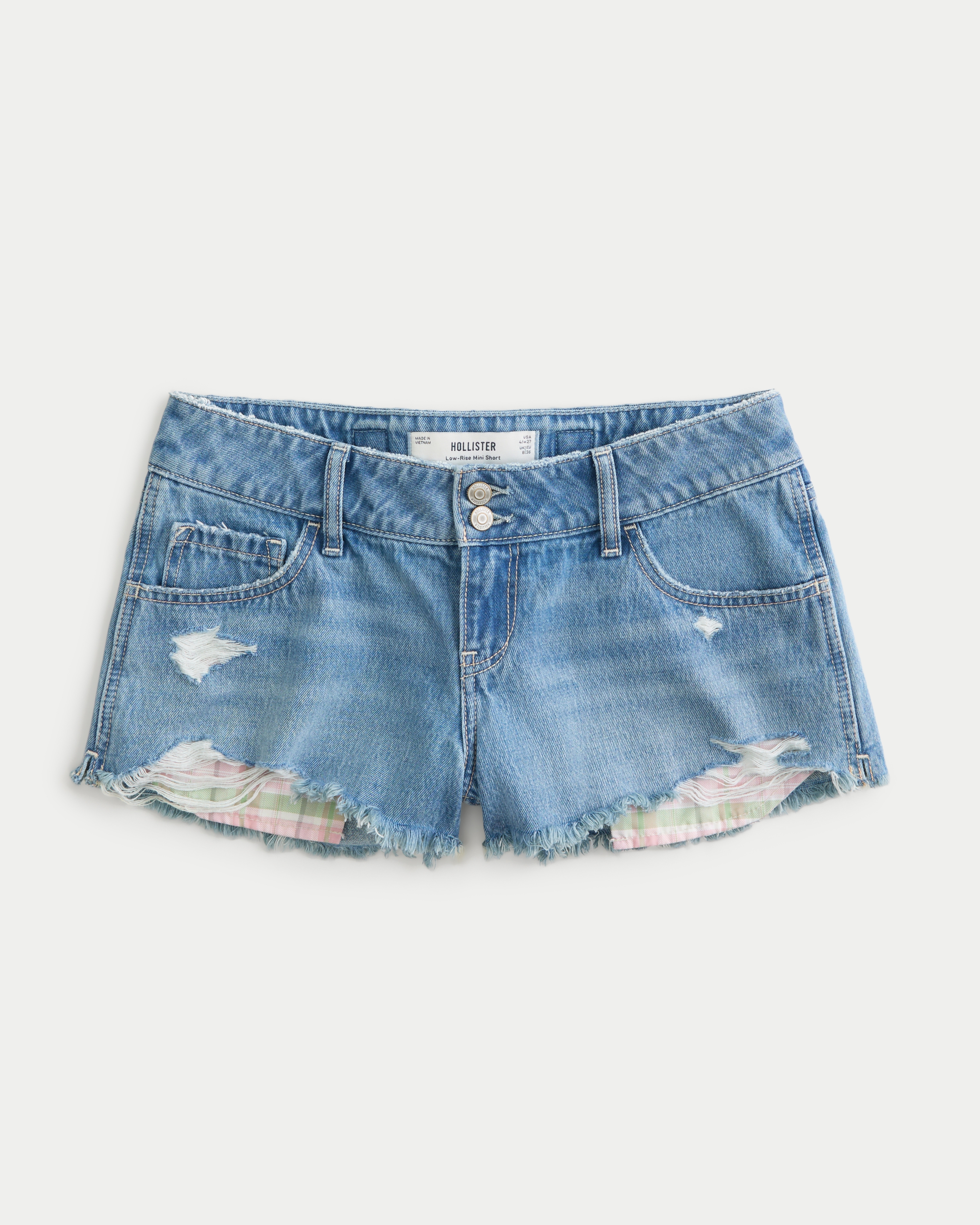Hollister Andi Adjustable Low-Rise Ripped Mini Jean Shorts