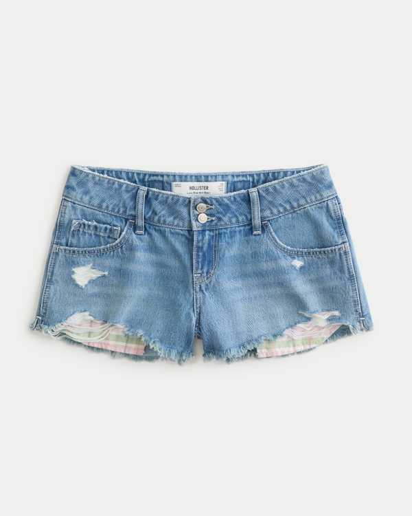 Hollister Andi Adjustable Low-Rise Ripped Mini Jean Shorts, Medium view 1
