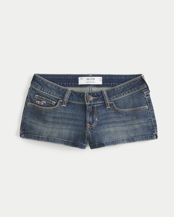 Ultra Low-Rise Micro Jean Shortie Shorts, Dark view 1