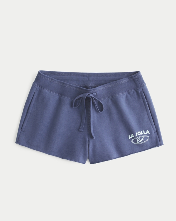 Graphic Fleece Mini Shorts, Dark Blue view 1