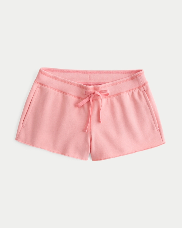 Graphic Fleece Mini Shorts, Coral view 1