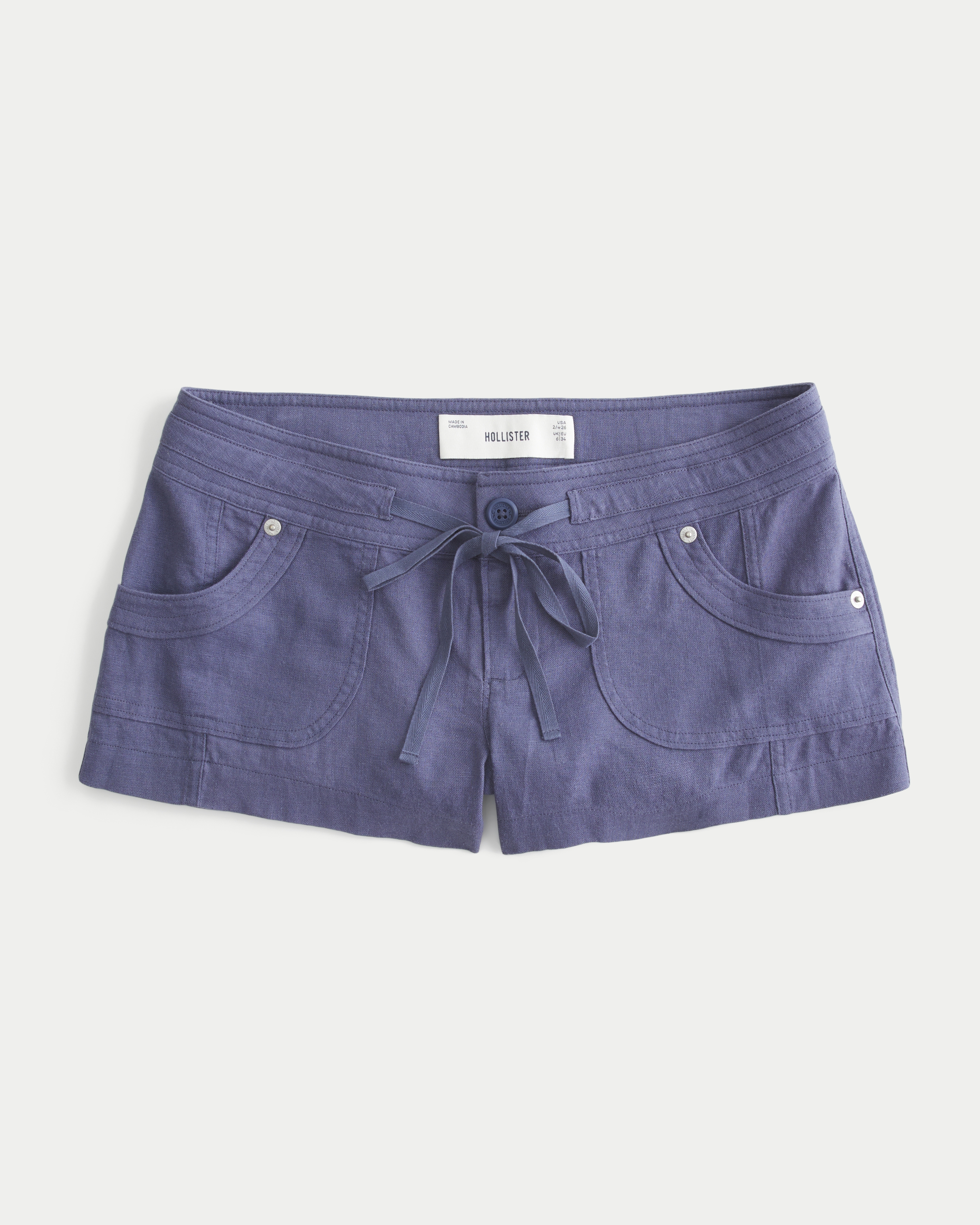 Low-Rise Linen-Blend Mini Shorts