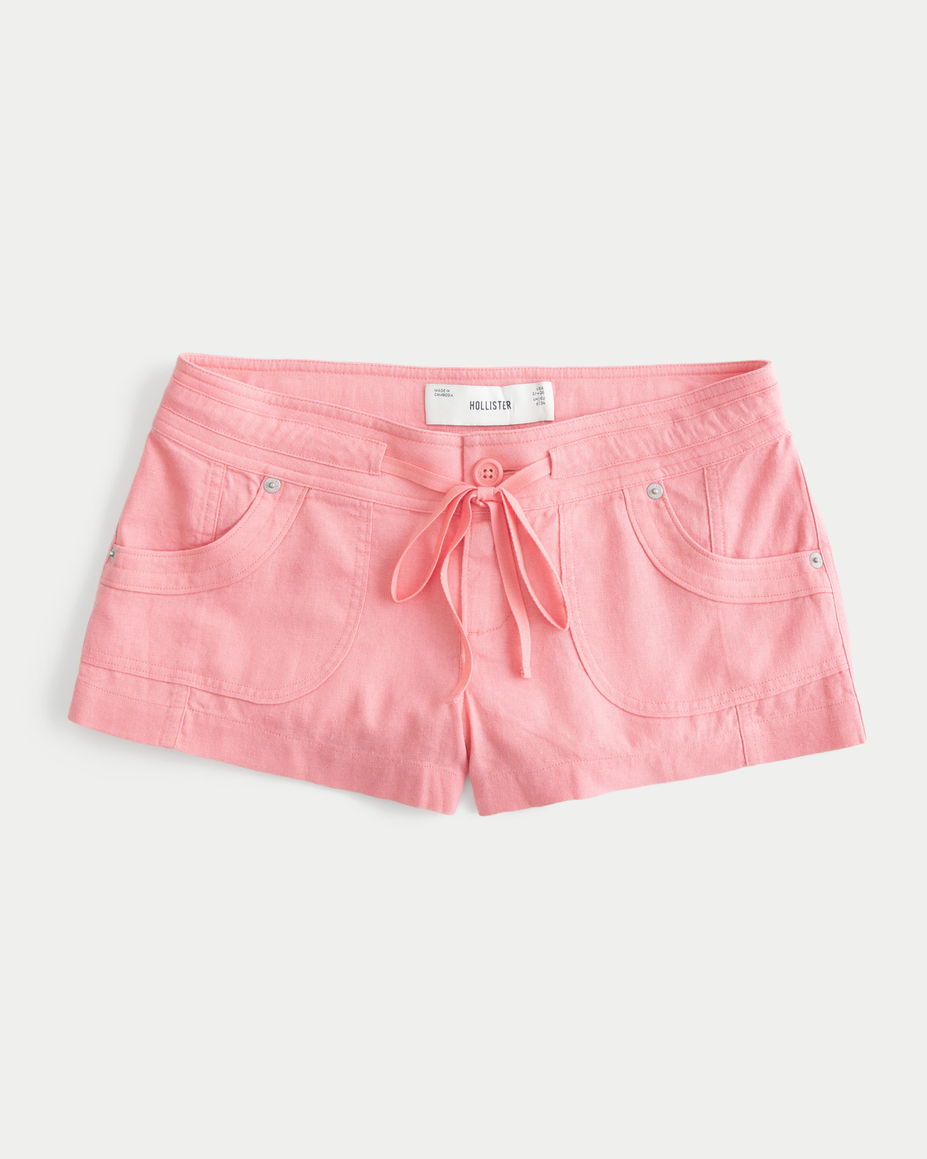Low-Rise Linen-Blend Mini Shorts