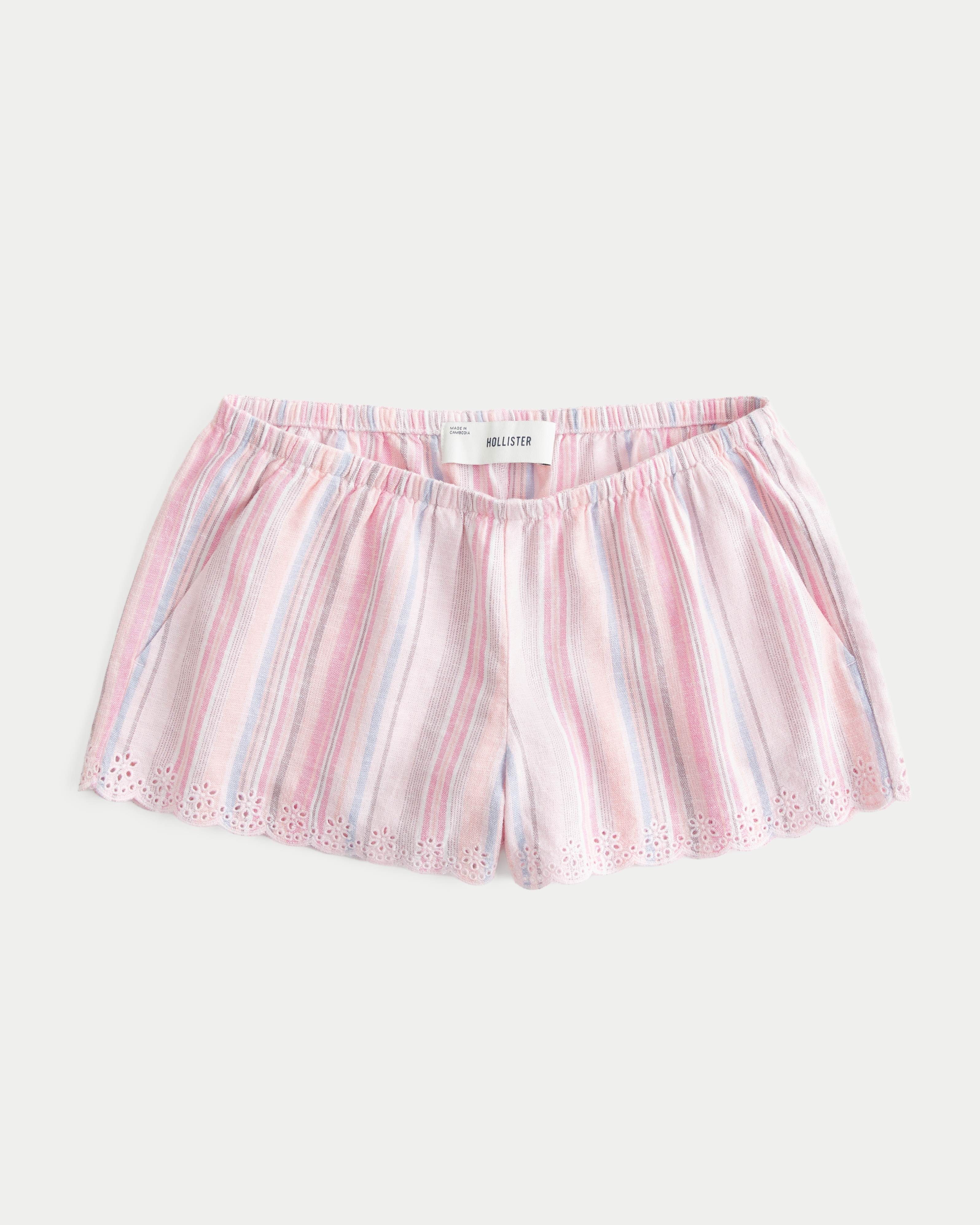 Low-Rise Linen-Blend Micro Pull-On Shorts