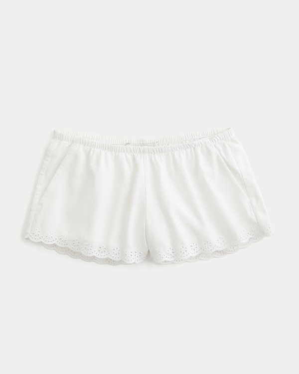 Low-Rise Linen-Blend Micro Pull-On Shorts, White view 1