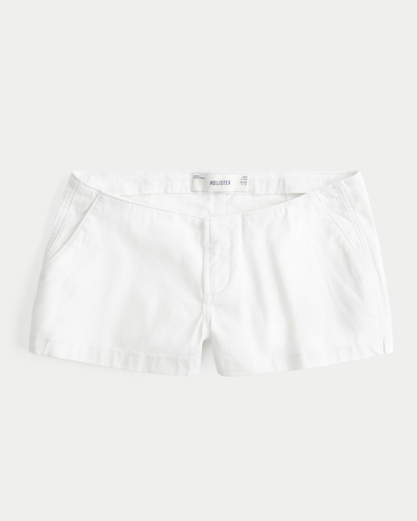 Ultra Low-Rise Twill Micro Shortie Shorts, White view 1