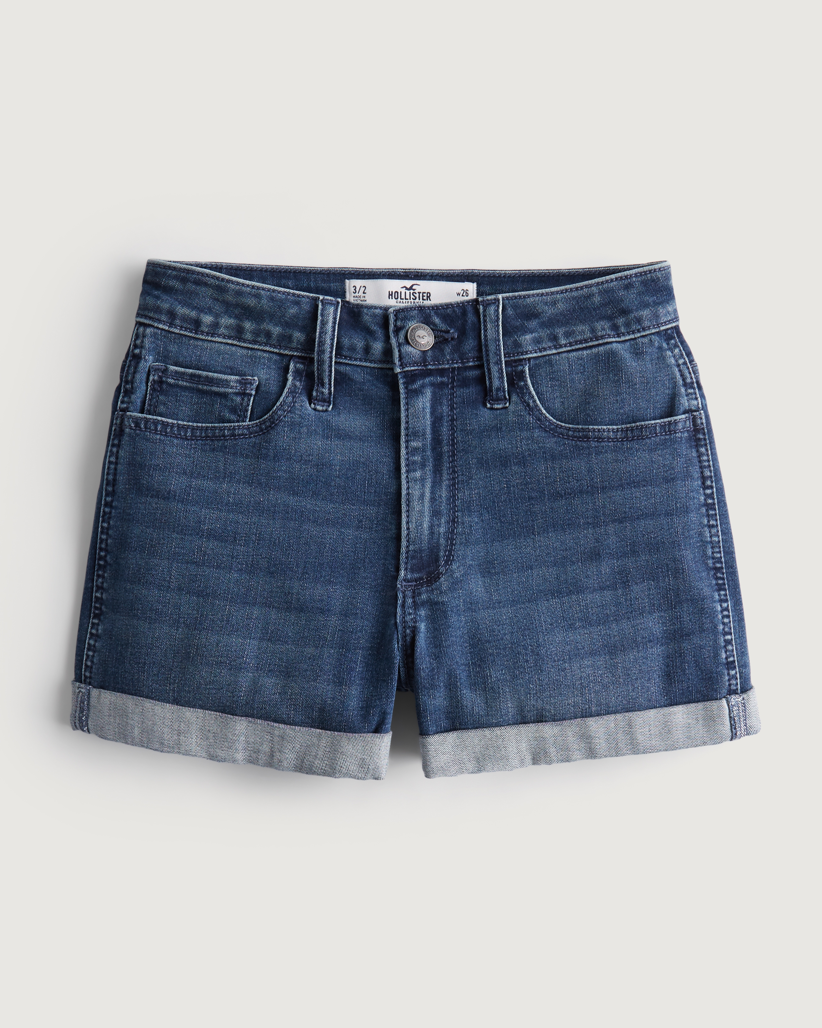 Women's Curvy High-Rise Ripped Dark Wash Denim Shorts 3