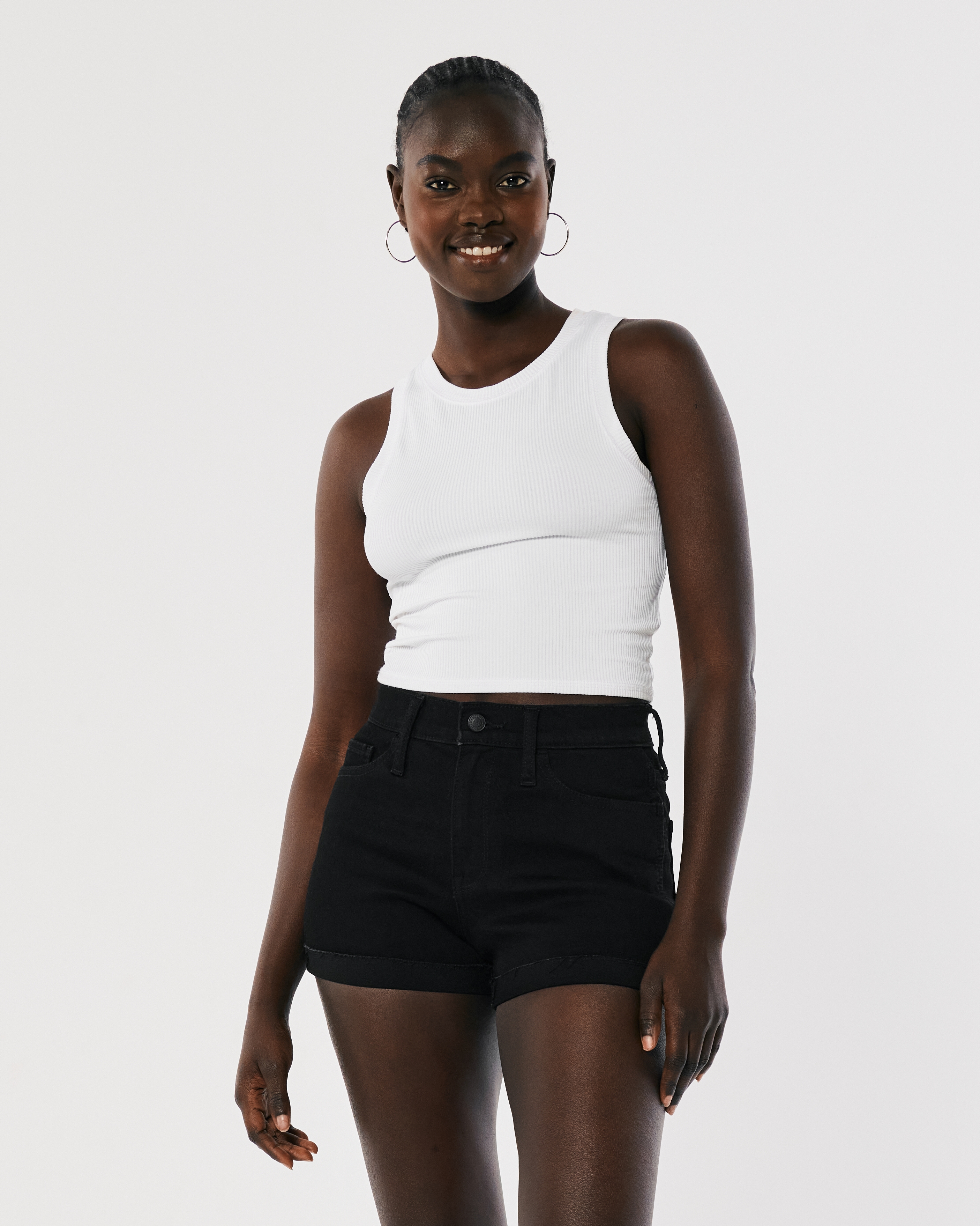 Hollister black denim sale shorts