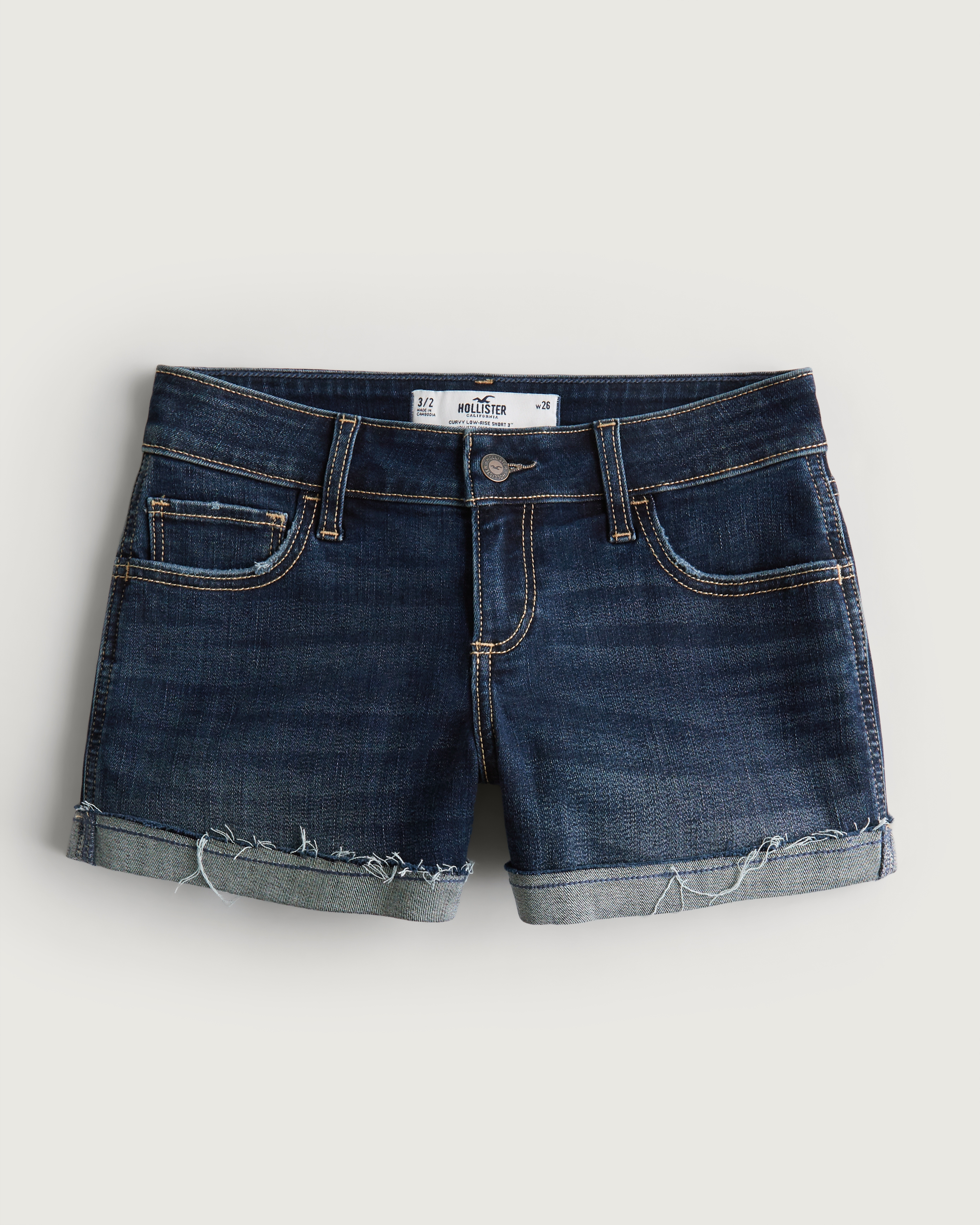Curvy Low-Rise Dark Wash Denim Shorts