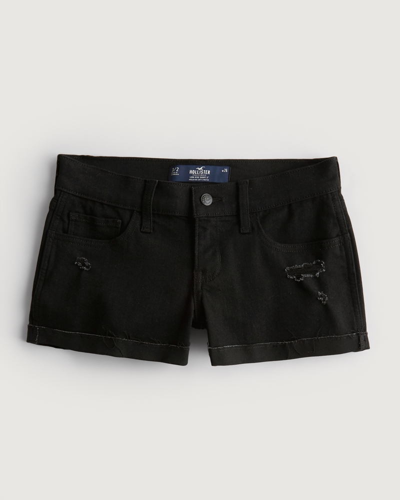 Black denim discount shorts hollister