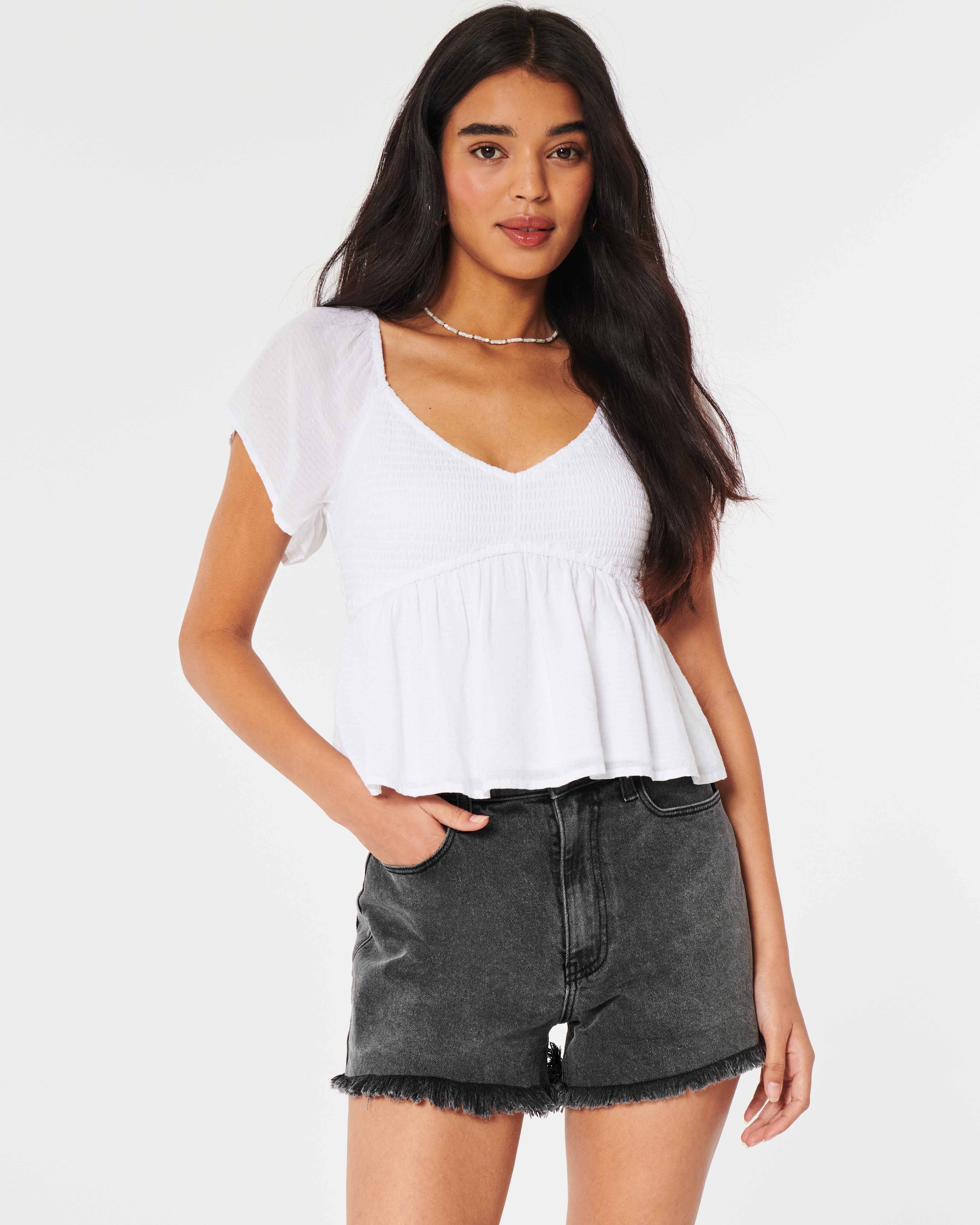 Ultra High-Rise Faded Black Denim Mom Shorts