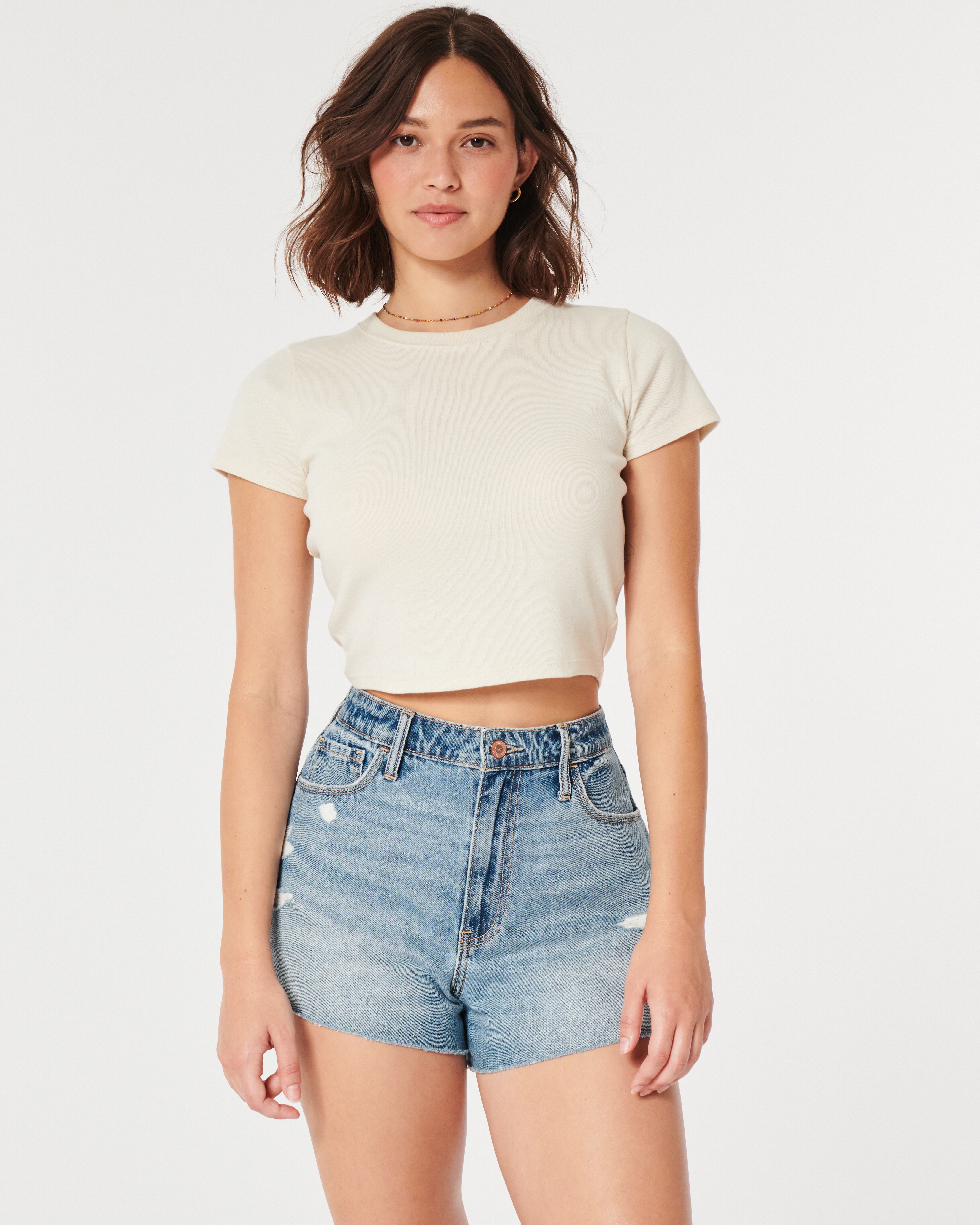 Curvy Ultra High-Rise Distressed Medium Wash Denim Mom Shorts