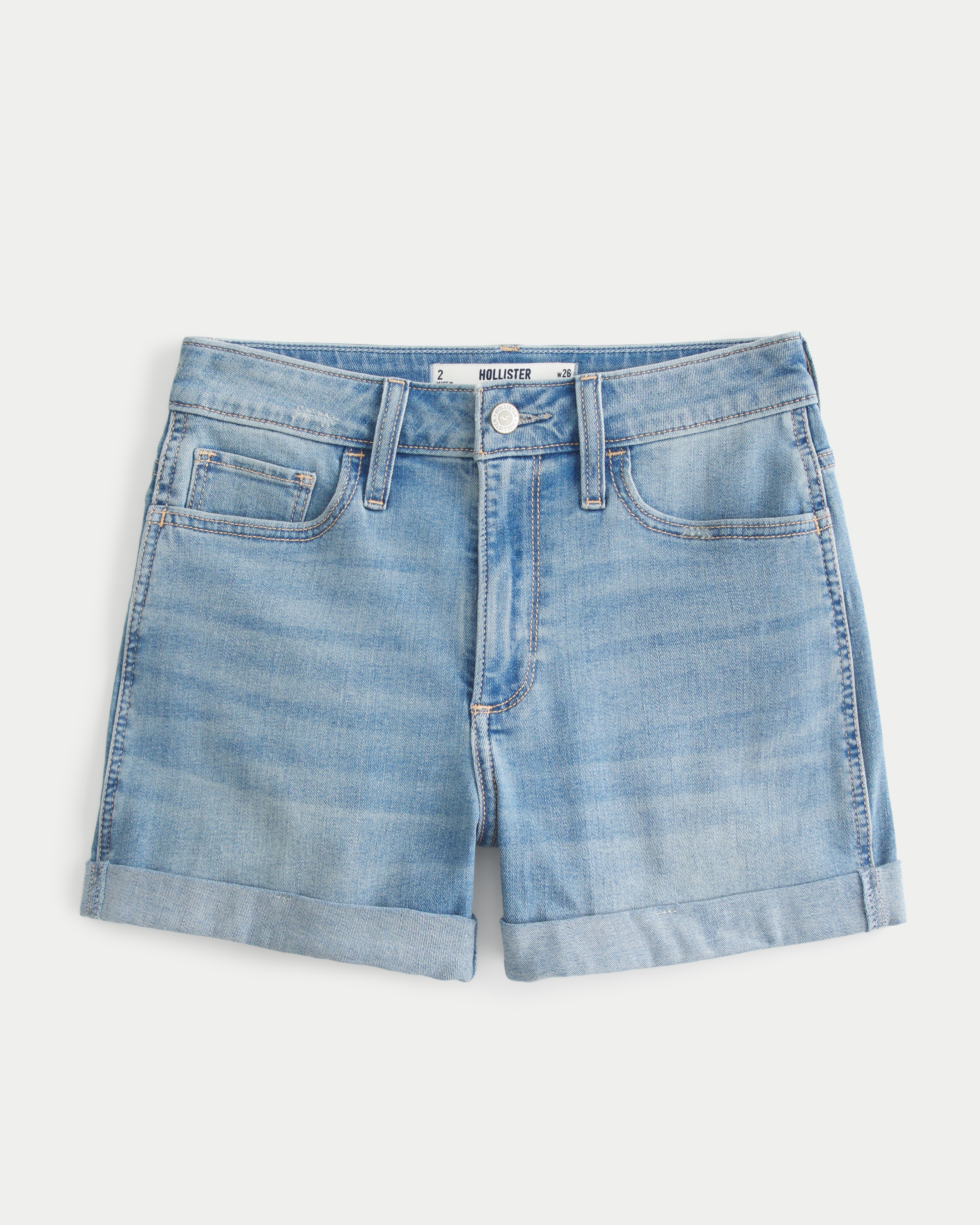 Curvy High-Rise Light Wash Denim Shorts 3"