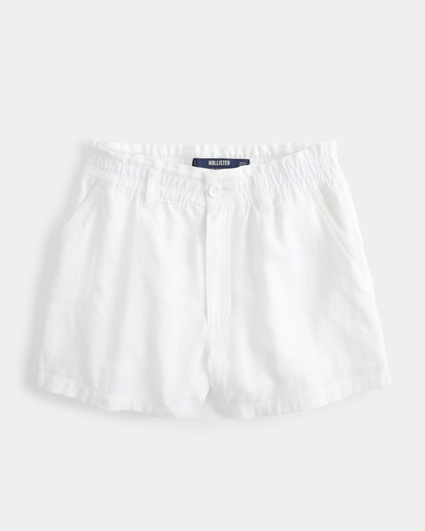 Ultra High-rise Linen Blend Soft Shorts, White