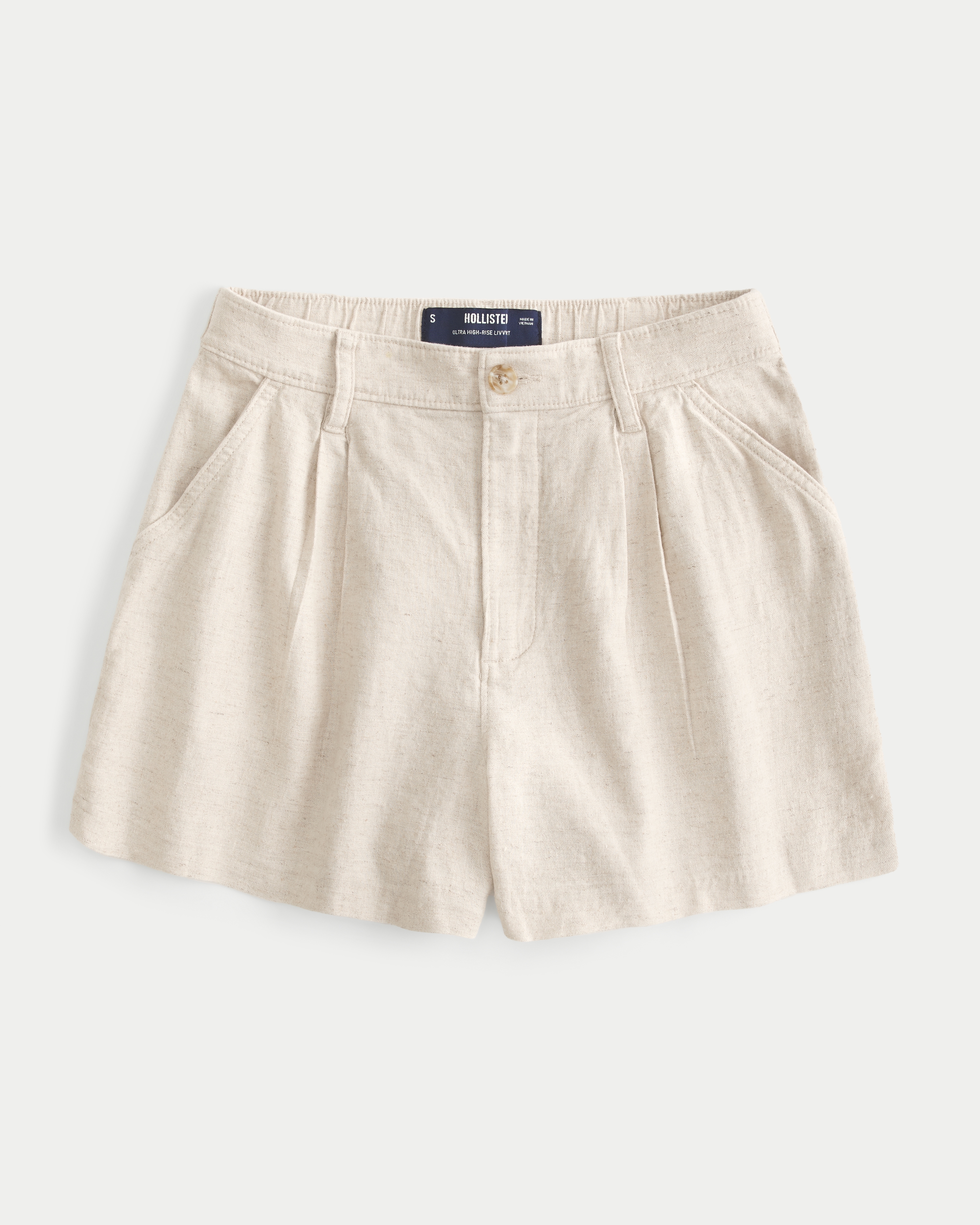 Women s Livvy Ultra High Rise Linen Blend Shorts in Cream Size XXS from Hollister