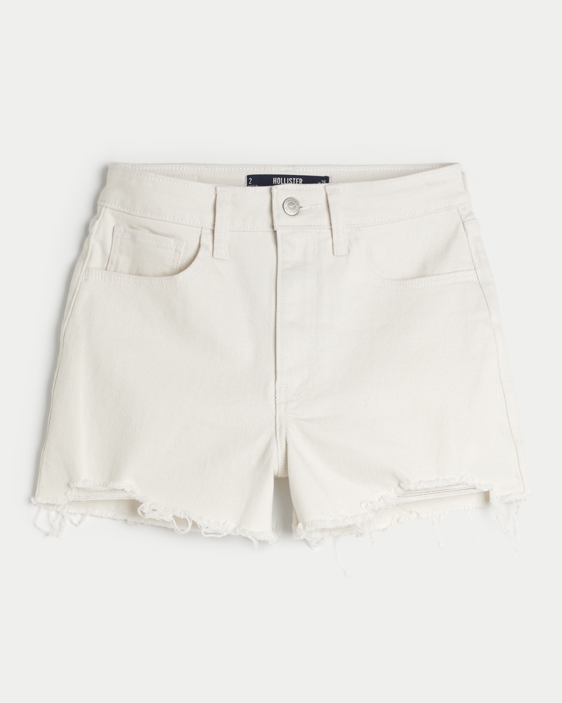 Ultra High-Rise White Denim Mom Shorts