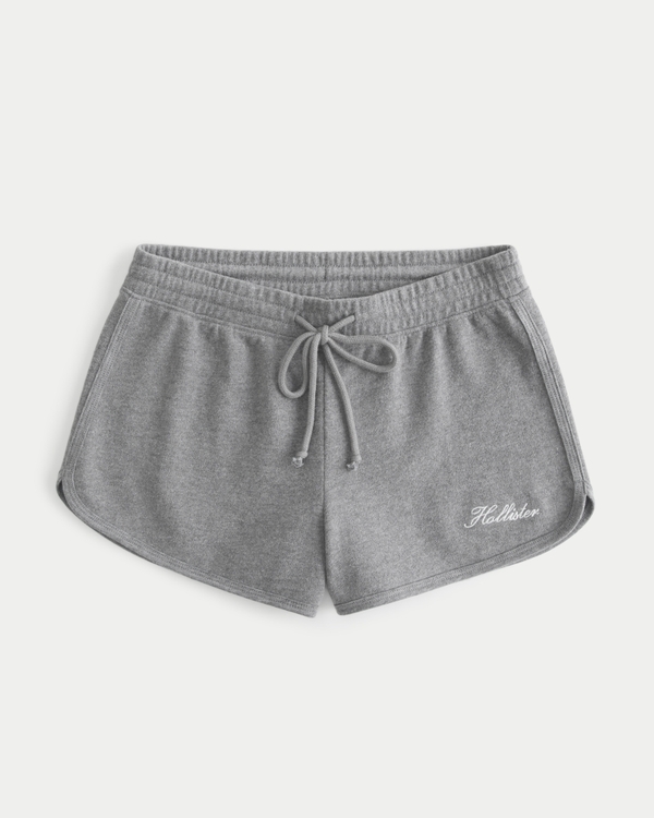 Ultra High-Rise Terry Logo Shorts, Heather Grey