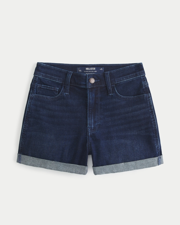 High-Rise Dark Wash Denim Shorts, Dark Wash