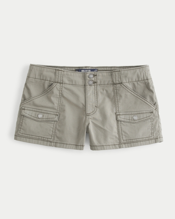 Shorts cargo de tiro bajo, Verde Oliva view 2