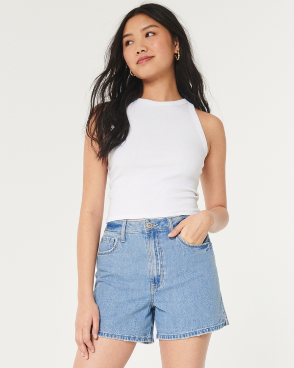 Hollister Ultra High-Rise Light Wash 90s Denim Mom Shorts