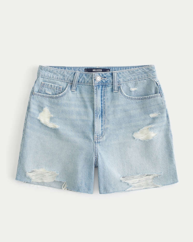 Women s Ultra High Rise Ripped Light Wash Denim Shorts 5 in Light Ripped Wash Size 2 3 26W from Hollister