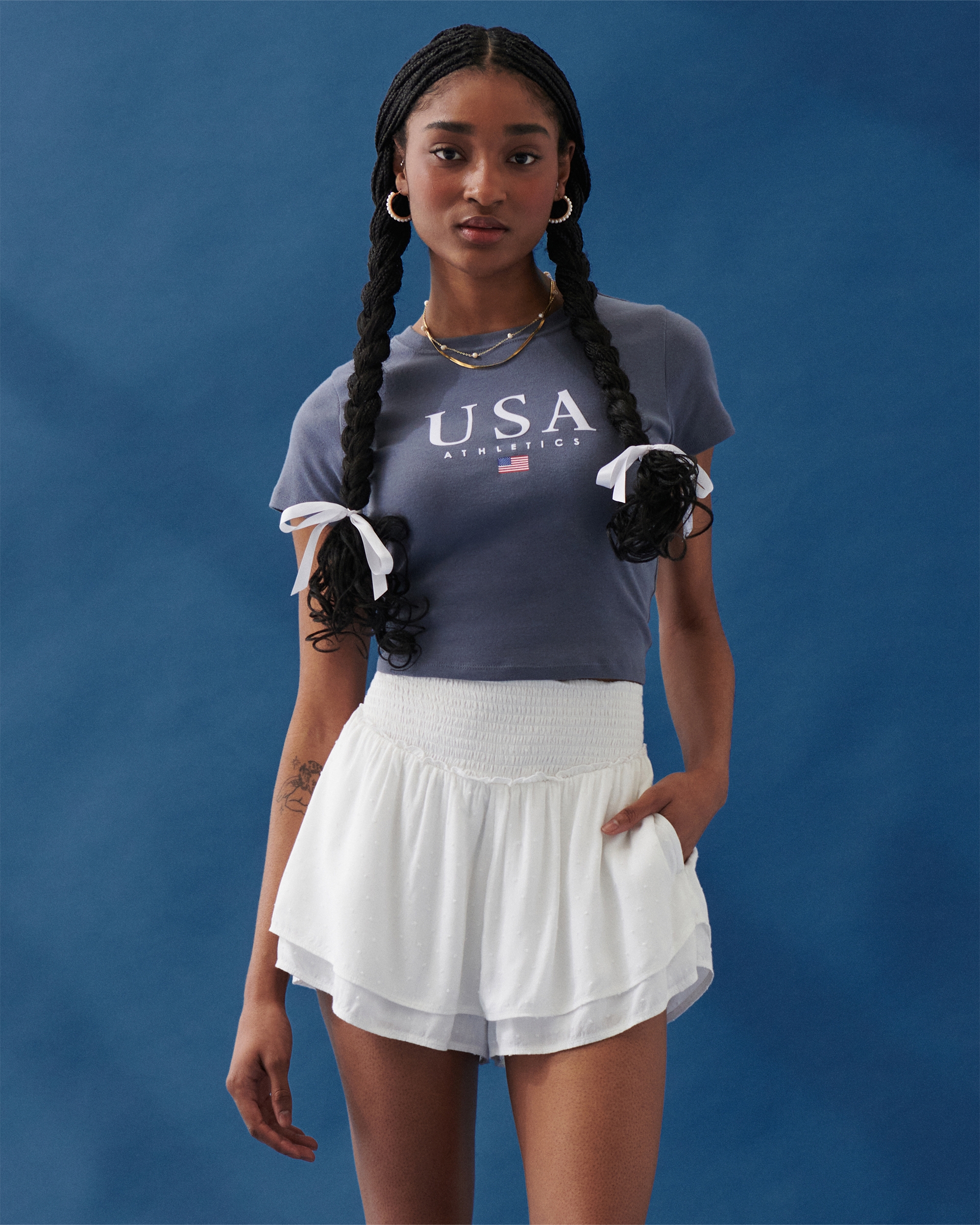 Ultra High-Rise Tiered Shorts
