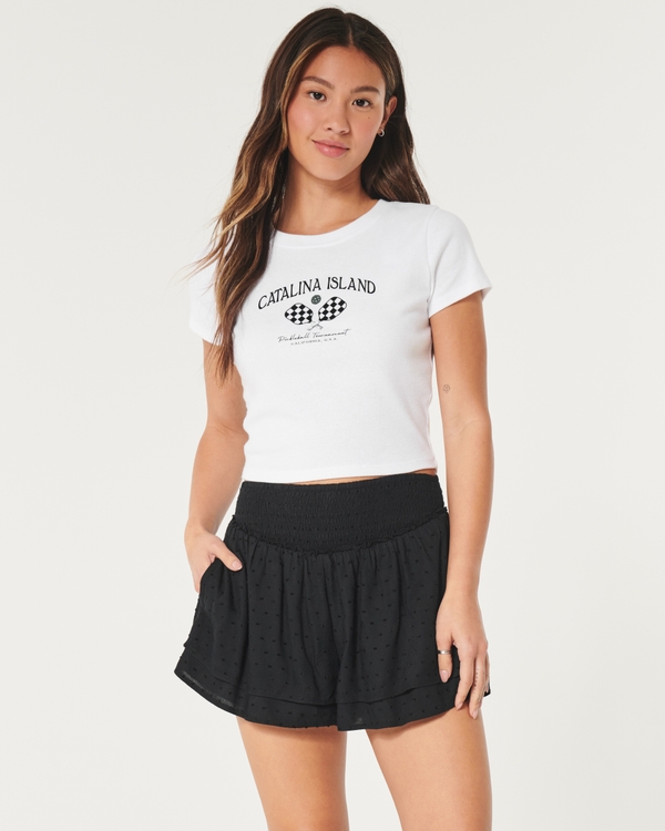 Ultra High-Rise Tiered Shorts, Black