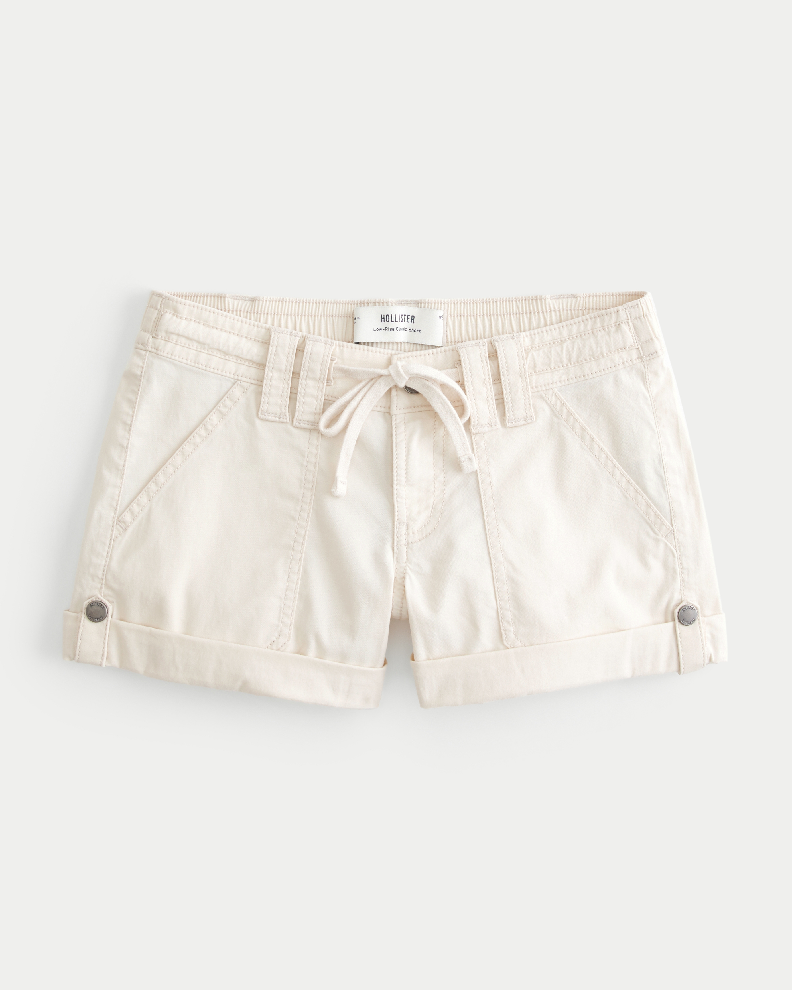 Low-Rise Adjustable Hem Shorts