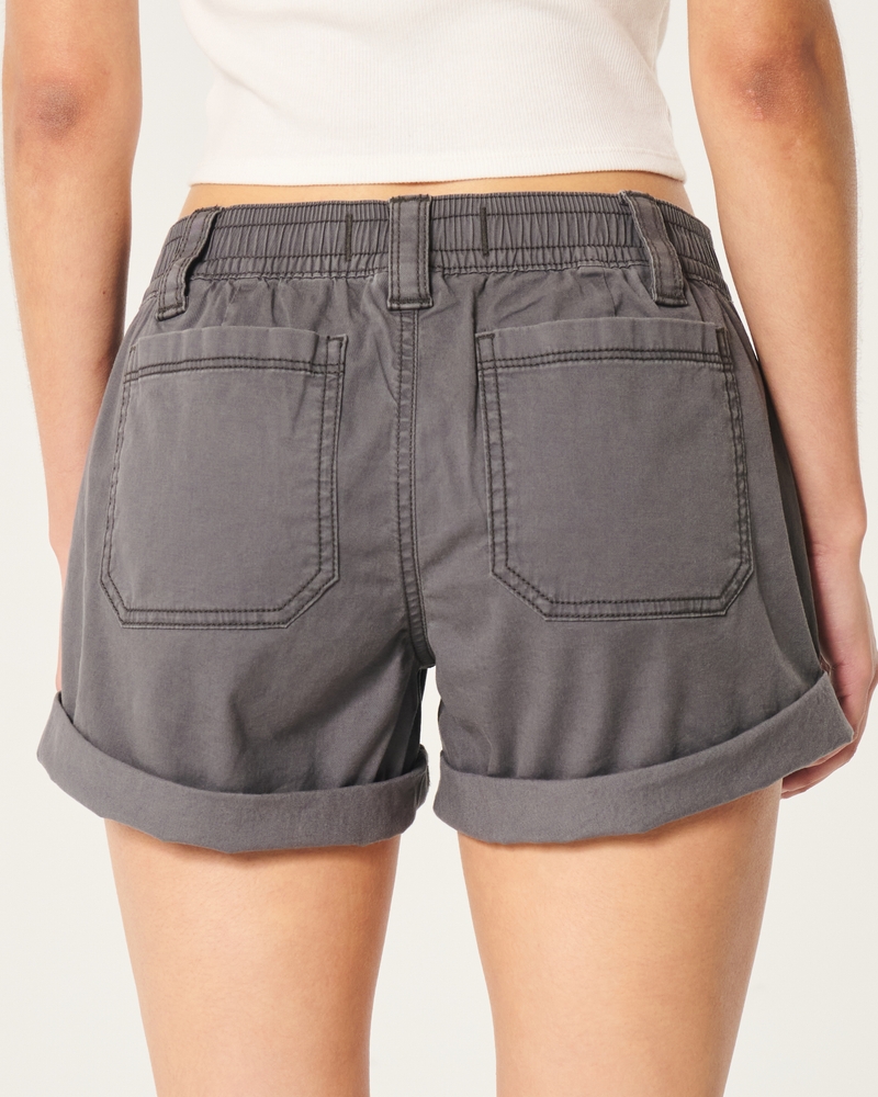 Low-Rise Adjustable Hem Shorts