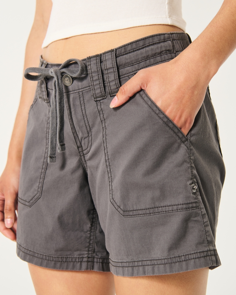 Low-Rise Adjustable Hem Shorts