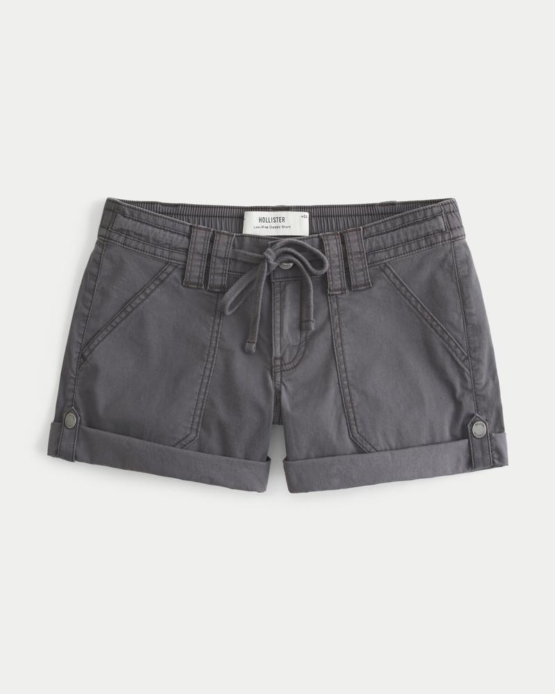 Low-Rise Adjustable Hem Shorts