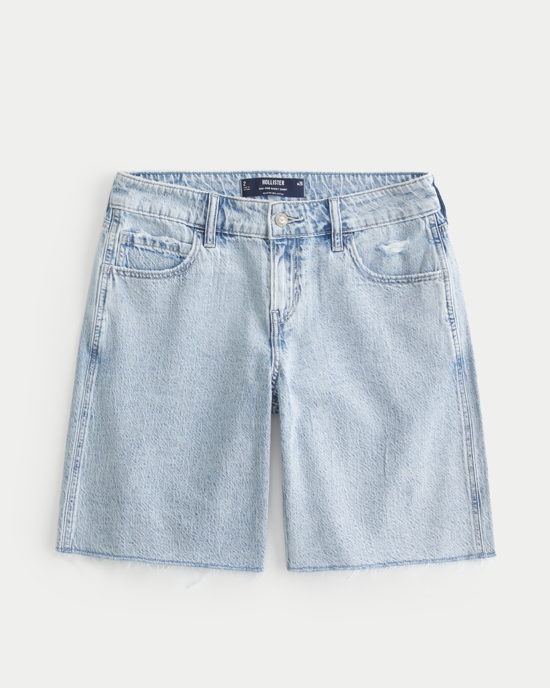 Women s Low Rise Longer Length Baggy Denim Shorts Women s Sale HollisterCo