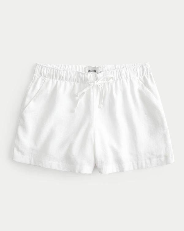 Hollister Ella Linen Blend Pull-On Shorts, White
