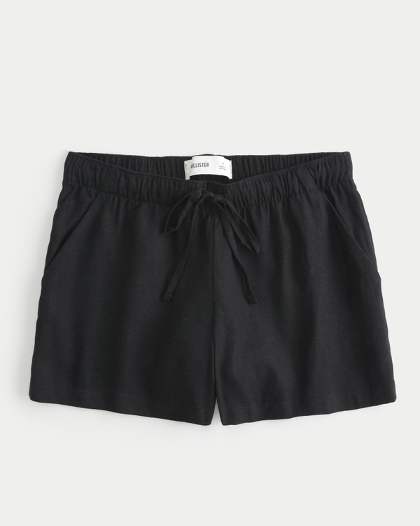 Hollister Ella Linen Blend Pull-On Shorts, Black