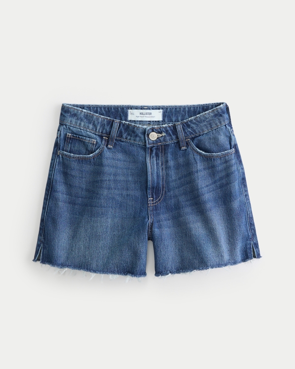 High-Rise Medium Wash Relaxed Denim Shorts, Medium